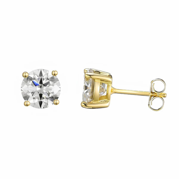 5mm gold moissanite stud earrings in 925 sterling silver
