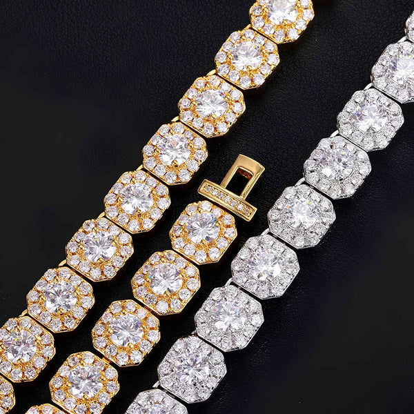 Clustered tennis bracelet close-up showing stone setting and clasp