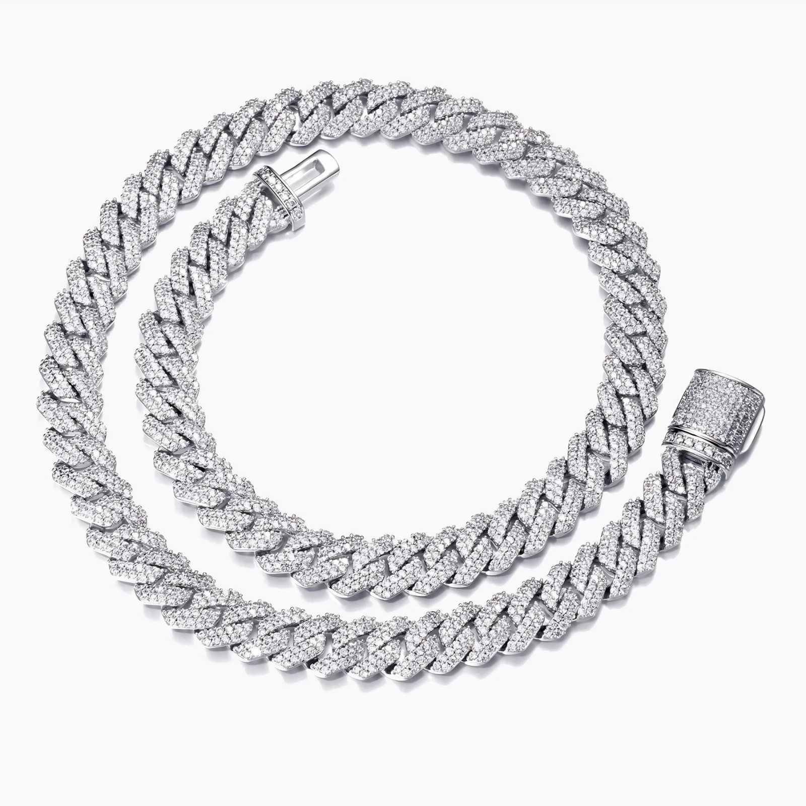 Silver cuban necklace with clasp on a white background