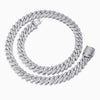 Silver cuban necklace with clasp on a white background