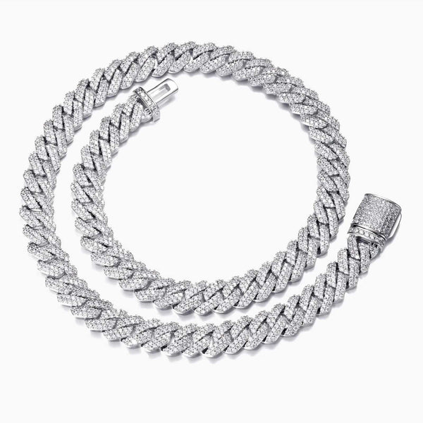 Silver cuban necklace with clasp on a white background