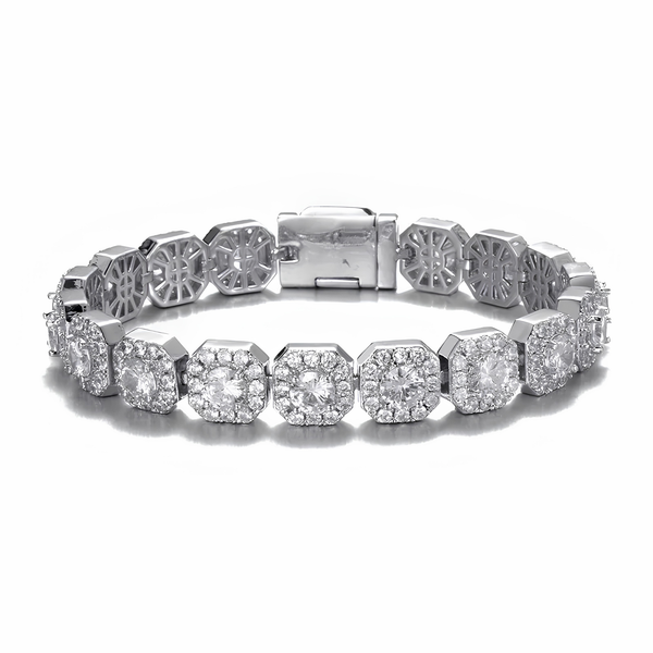 10mm silver clustered tennis bracelet product image