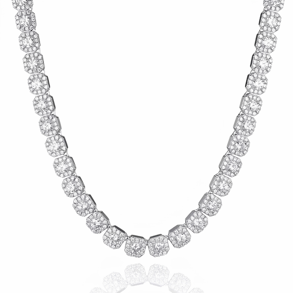 10mm silver clustered tennis chain product image