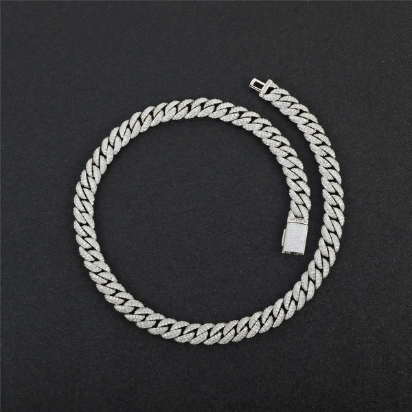 10mm silver iced Cuban link chain product image