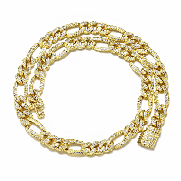 10mm gold iced Figaro chain product image