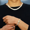 10mm gold iced prong Cuban bracelet worn by model
