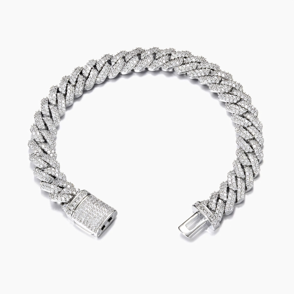 10mm silver iced prong Cuban bracelet product image