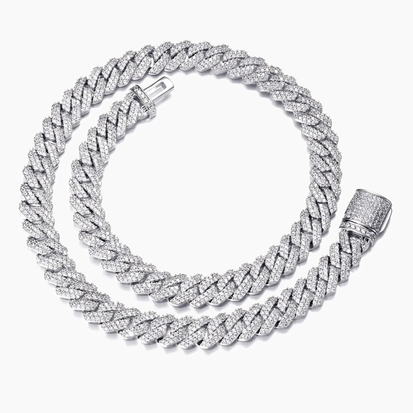 10mm silver iced prong Cuban chain product image