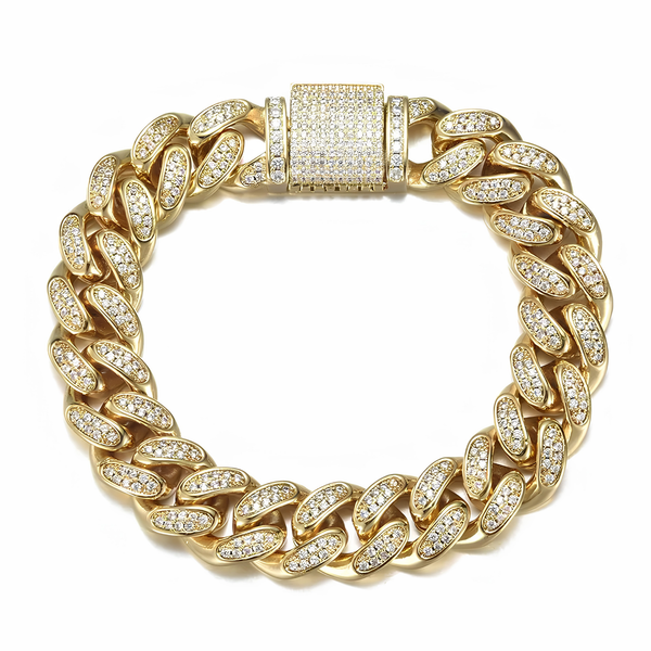 12mm gold iced Cuban link bracelet product image