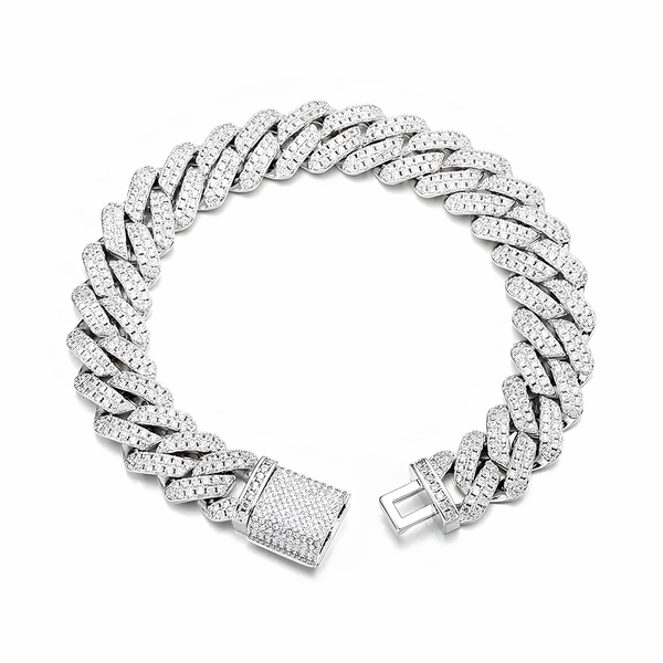 12mm silver iced prong Cuban bracelet product image