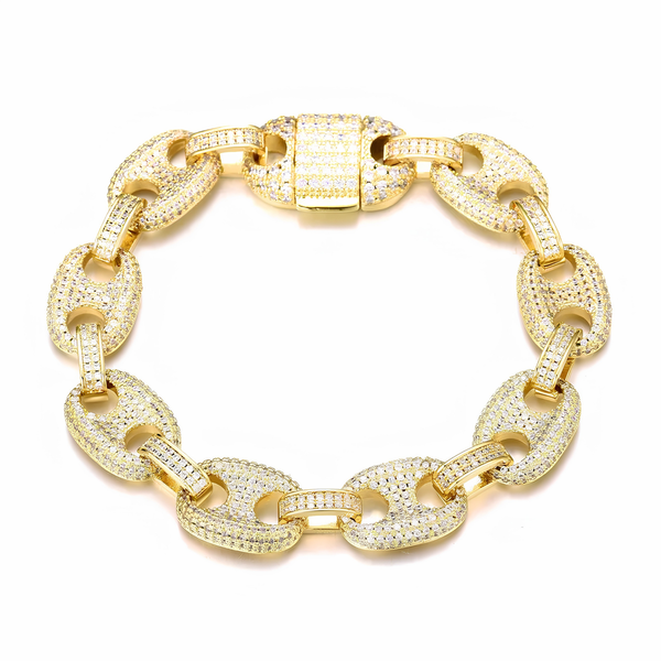 12mm gold iced puff Cuban bracelet product image