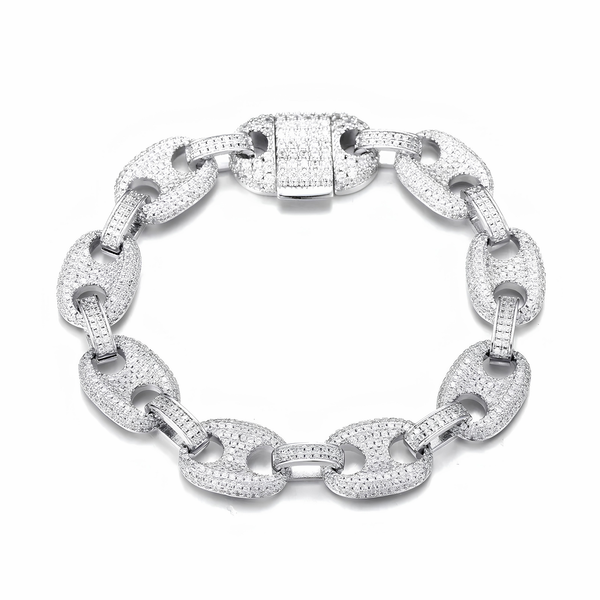 12mm silver iced puff cuban bracelet product image