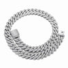 Silver chain necklace with cubic zirconia stones on a white background