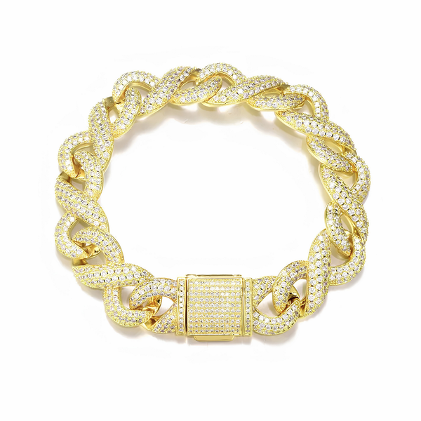 16mm iced gold infinity Cuban bracelet with cubic zirconia stones