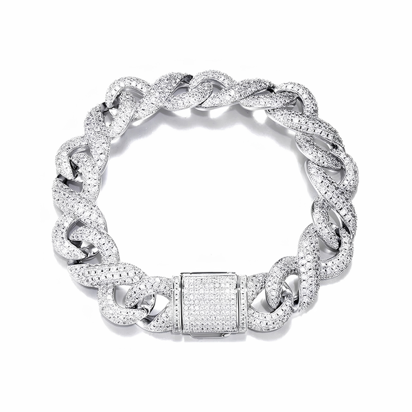16mm iced silver infinity Cuban bracelet with cubic zirconia stones