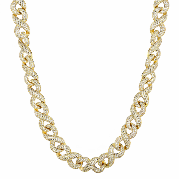 16mm iced gold infinity Cuban chain with cubic zirconia stones