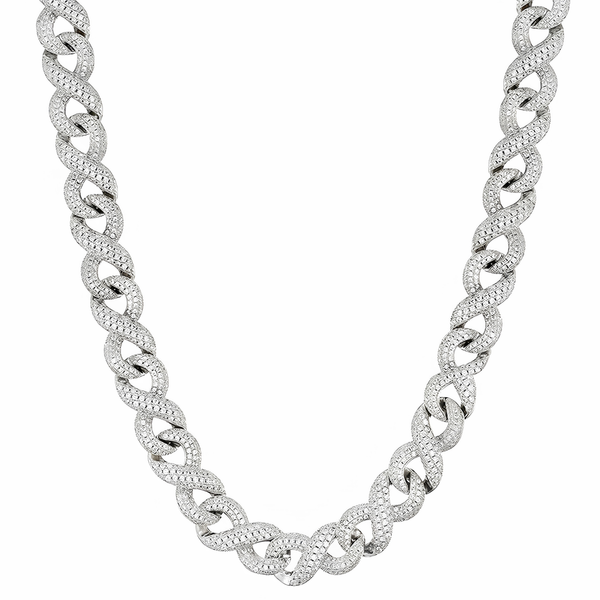 16mm iced silver infinity Cuban chain with cubic zirconia stones