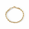 A gold-colored twisted rope chain bracelet with a lobster clasp, displayed on a clean white background.