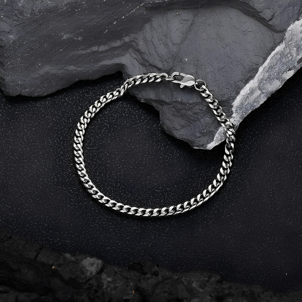 3mm silver Miami Cuban bracelet displayed on black background