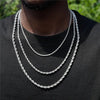 Model wearing 3mm silver rope chain necklace