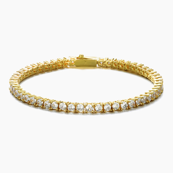 3mm gold tennis bracelet with cubic zirconia stones