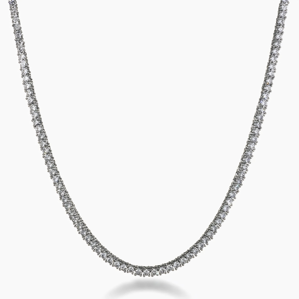 3mm silver tennis chain with cubic zirconia stones