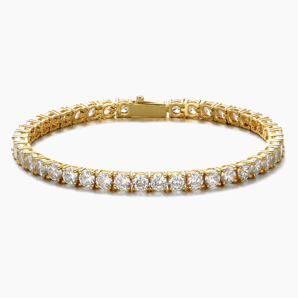 4mm gold tennis bracelet with cubic zirconia stones