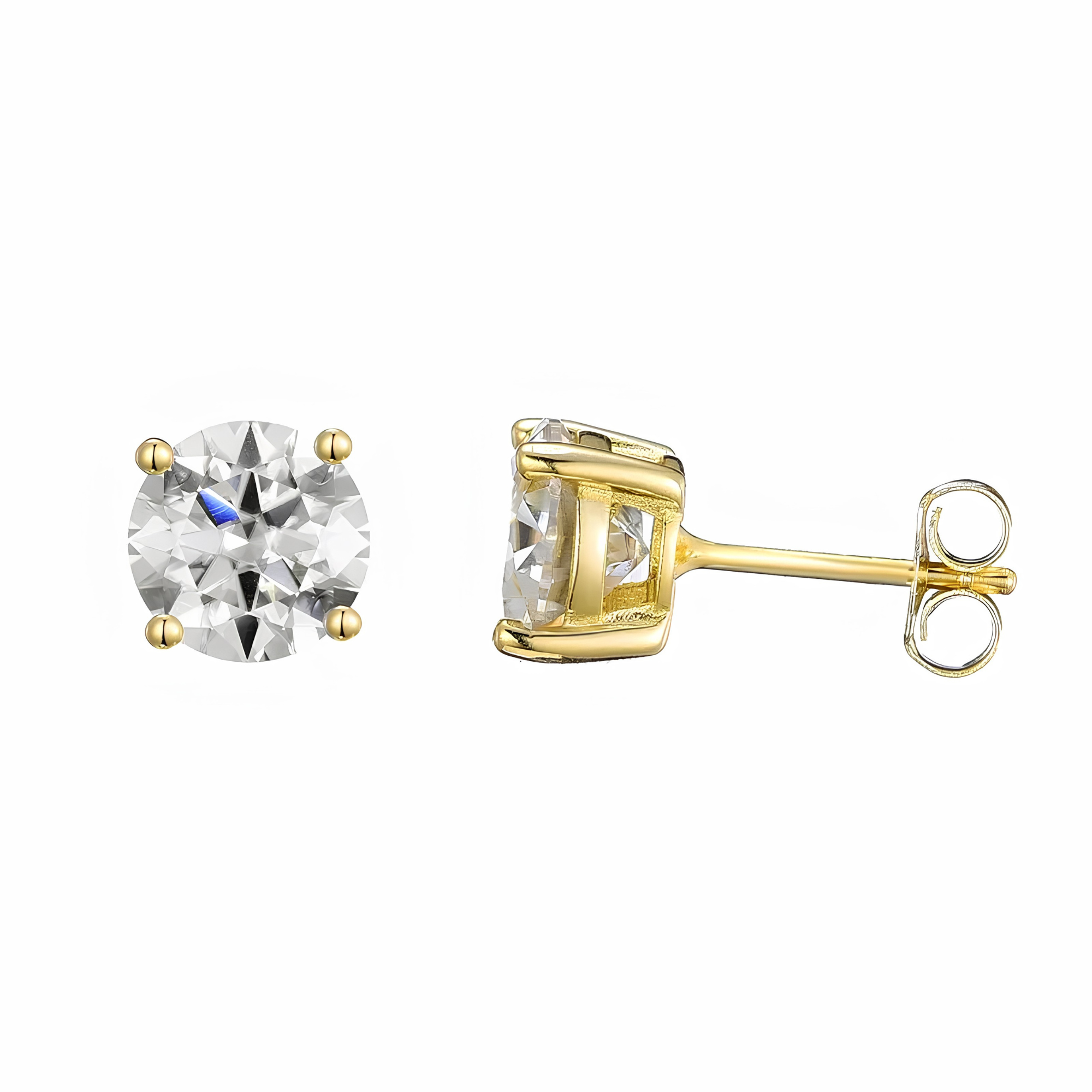 5MM MOISSANITE STUD EARRINGS - GOLD (925 STERLING SILVER)