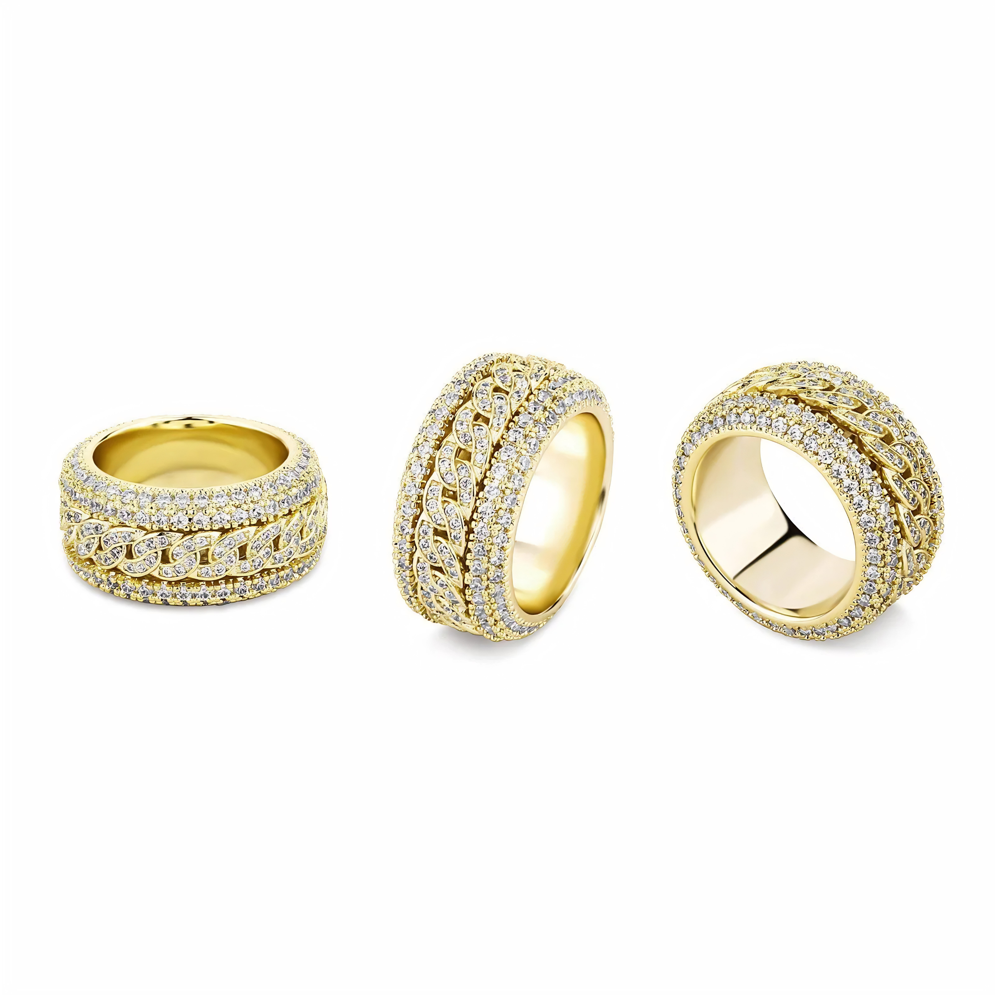ICED SPINNING CUBAN RING - GOLD