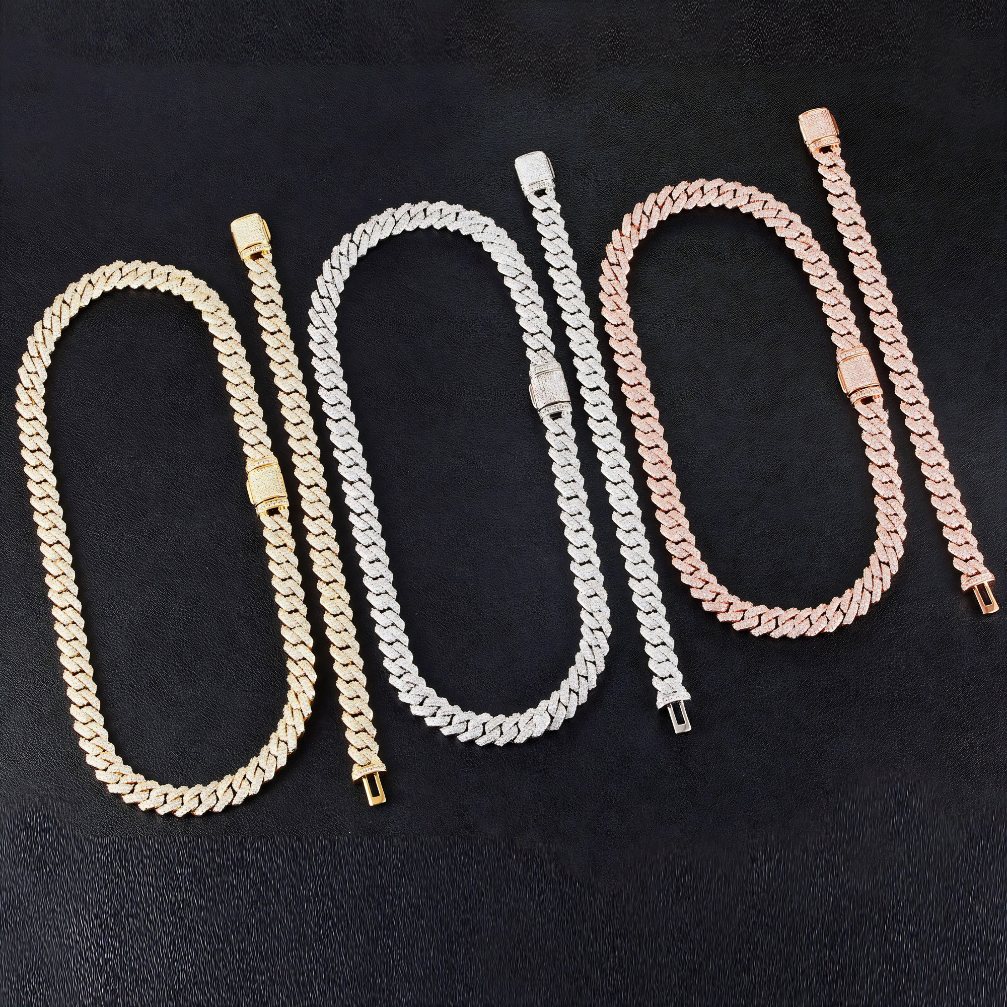 10MM ICED PRONG CUBAN BRACELET - GOLD
