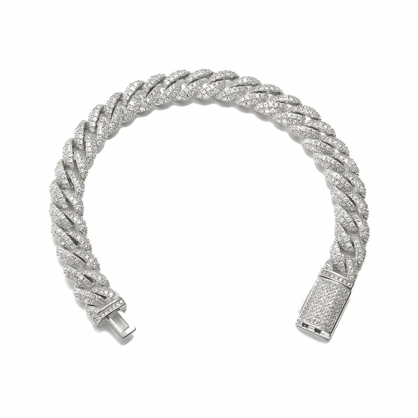 10MM ICED CUBAN LINK BRACELET - SILVER
