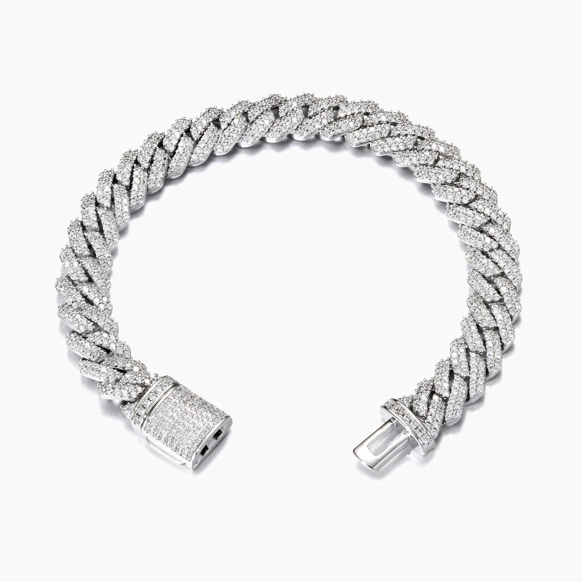10MM ICED PRONG CUBAN BRACELET - SILVER