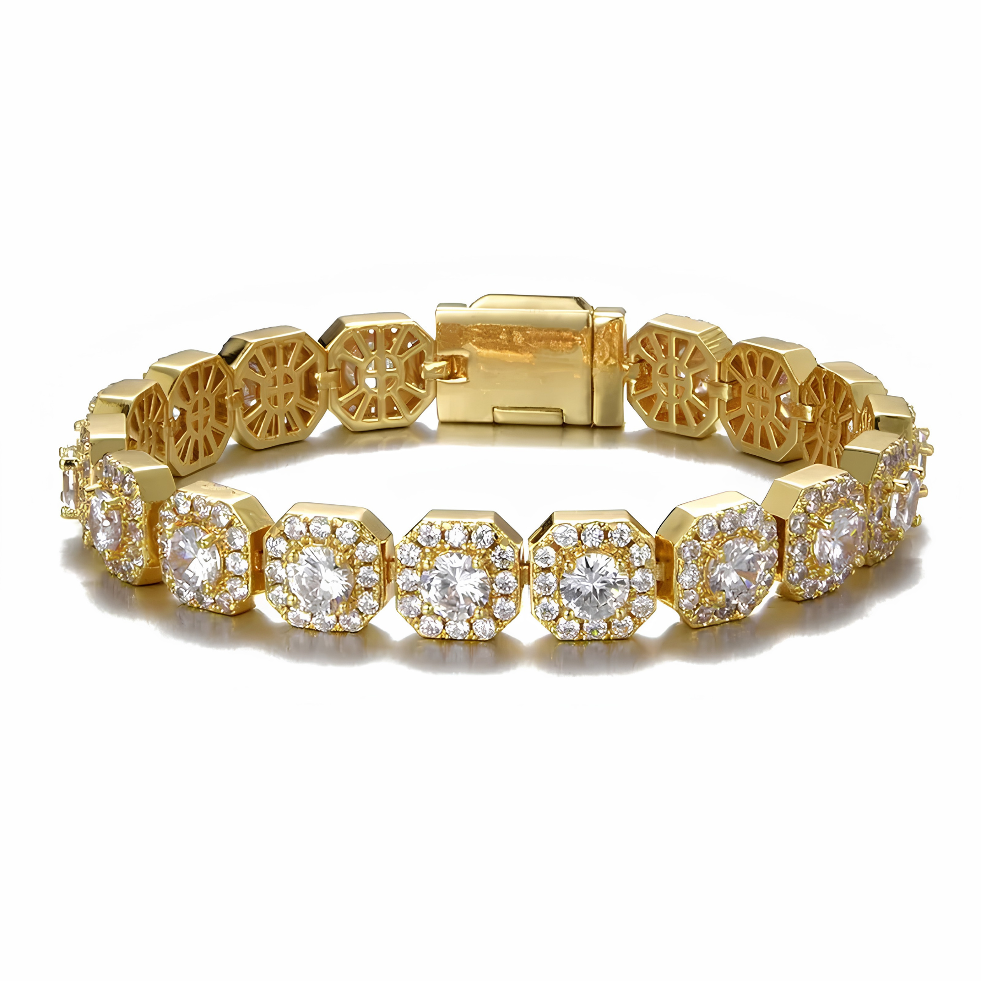 10MM CLUSTERED TENNIS BRACELET - GOLD