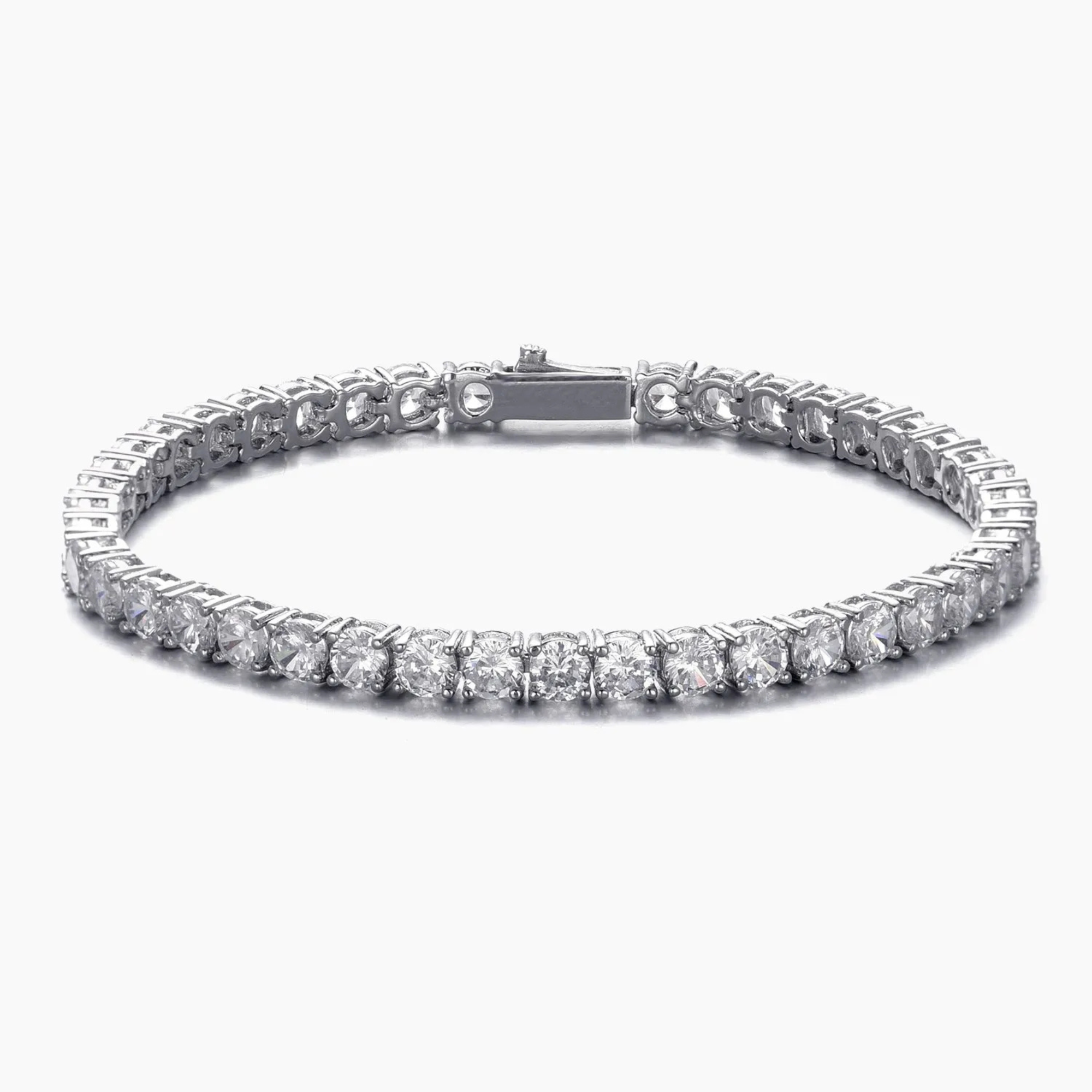 MENS 4MM TENNIS BRACELET - SILVER