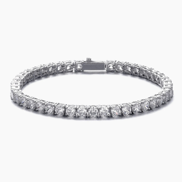MENS 4MM TENNIS BRACELET - SILVER
