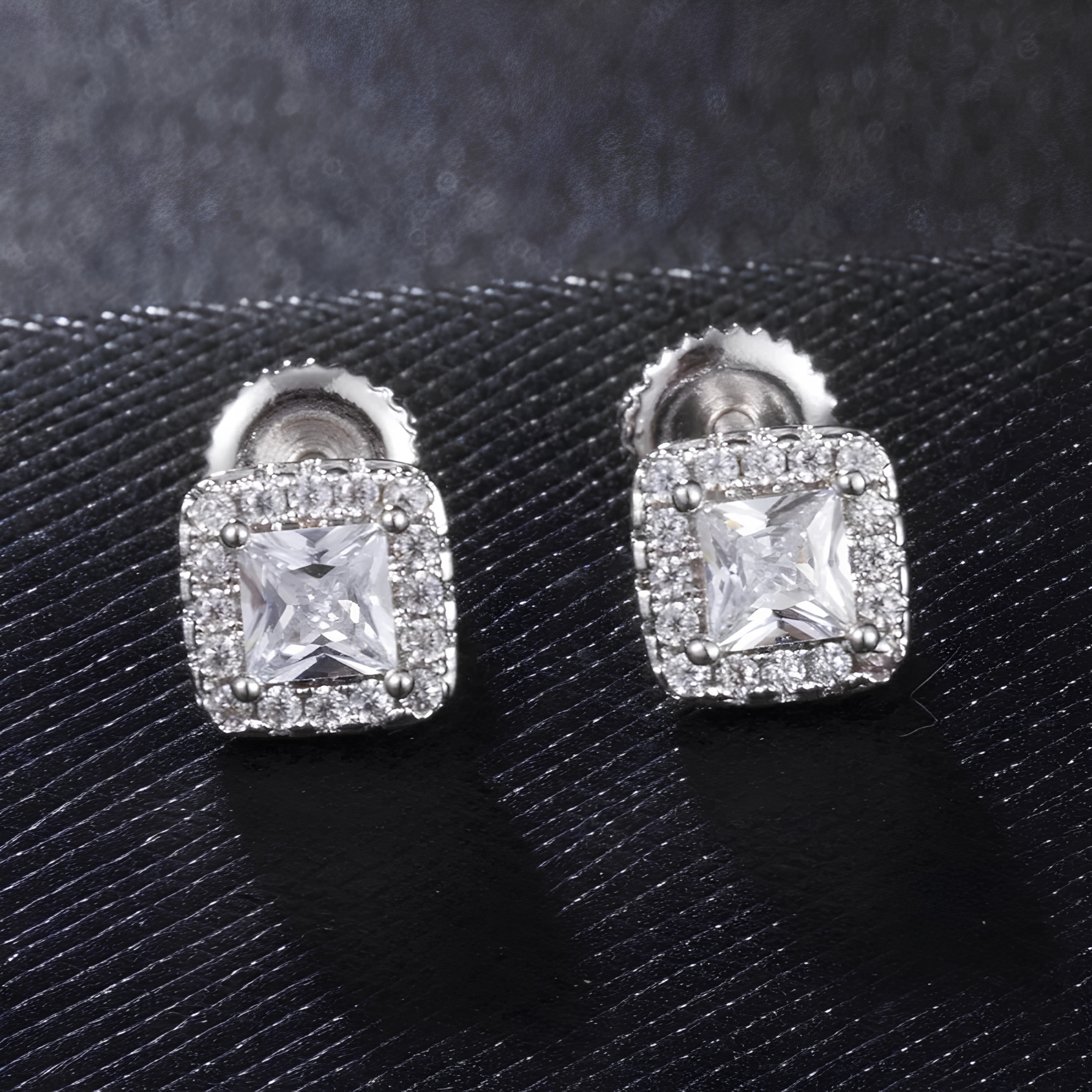 7MM ICED CLUSTERED STUD EARRINGS - SILVER