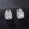 7MM ICED CLUSTERED STUD EARRINGS - SILVER