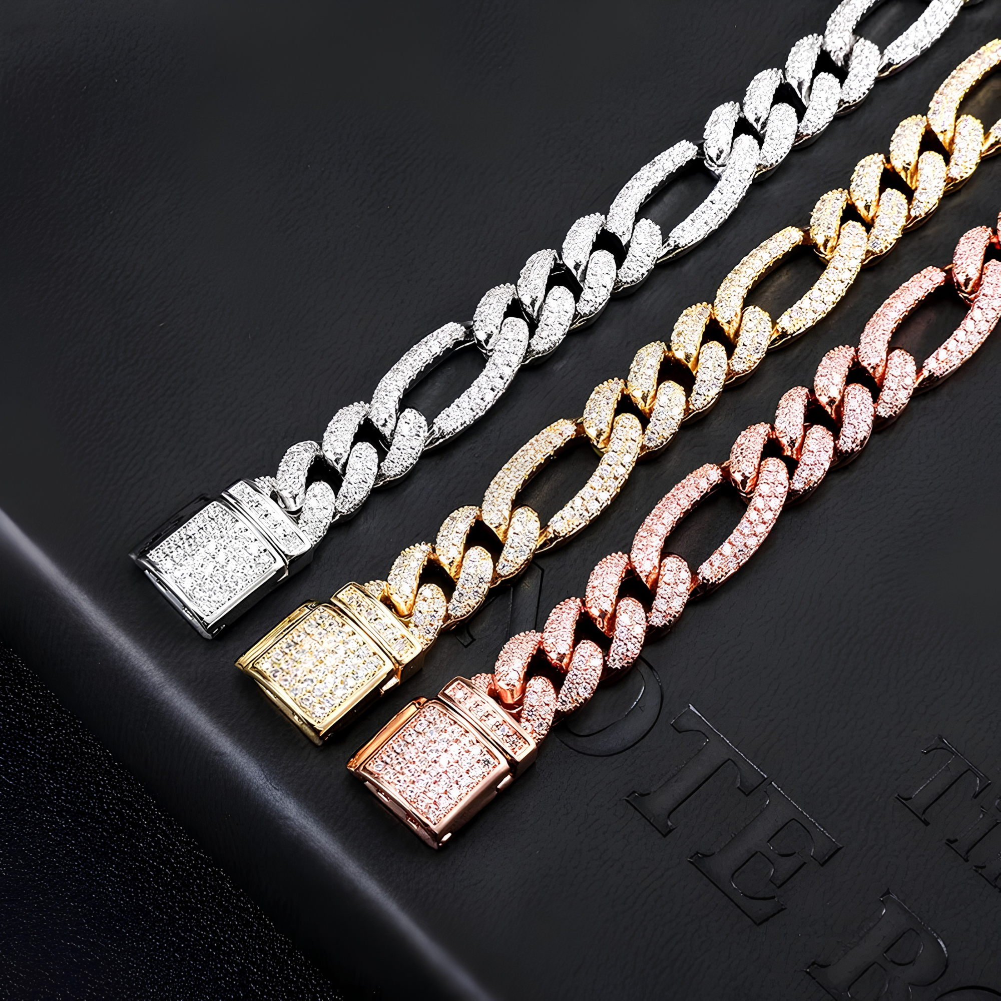 10MM ICED FIGARO CHAIN - GOLD