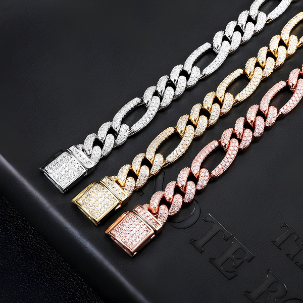 10MM ICED FIGARO CHAIN - GOLD