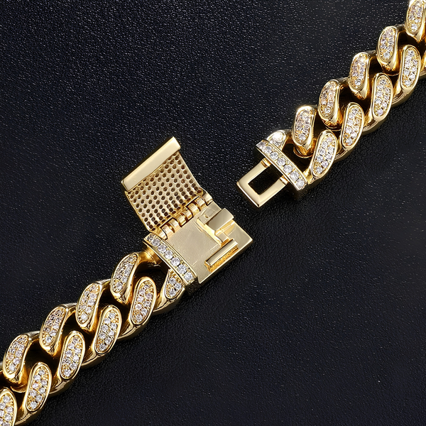 12MM ICED CUBAN LINK CHAIN - GOLD