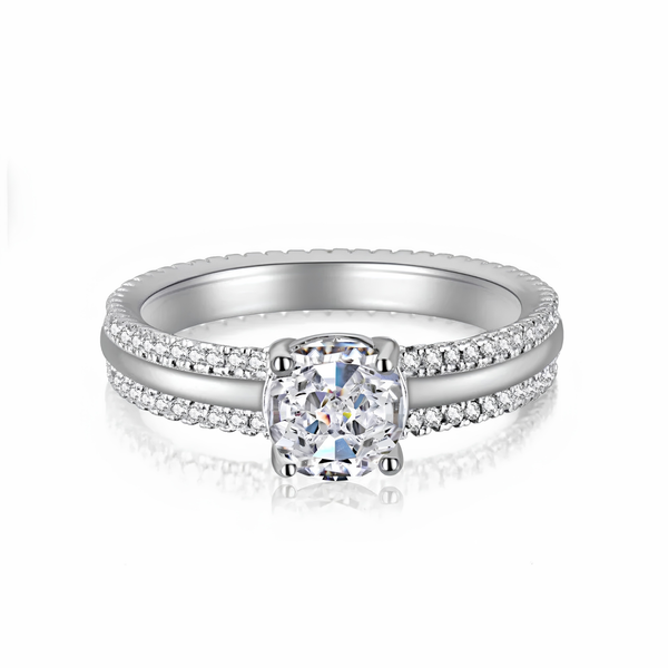 DOUBLE ROW CUSHION CUT PAVÉ RING - 925 STERLING SILVER