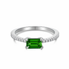 EMERALD CUT SOLITAIRE RING - 925 STERLING SILVER