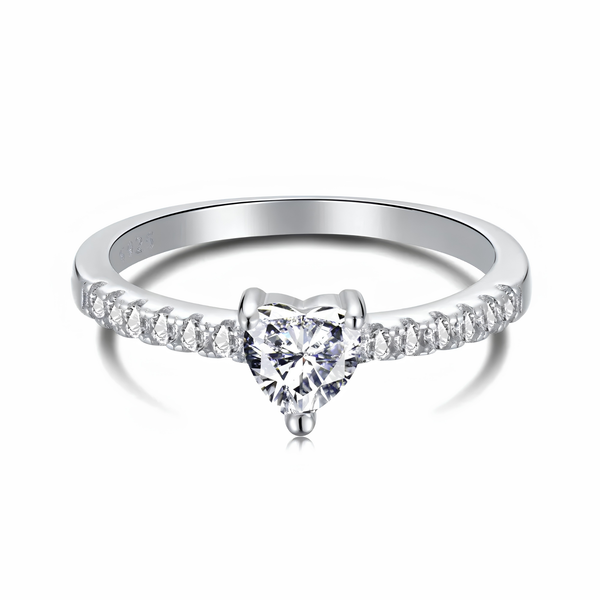 HEART-CUT SOLITAIRE RING - 925 STERLING SILVER