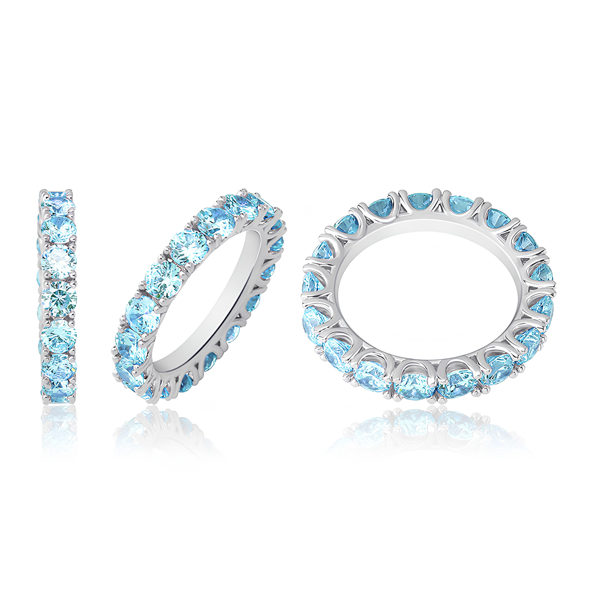 BABY BLUE TENNIS RING - SILVER
