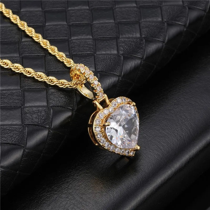 ICED HEART HALO PENDANT – GOLD