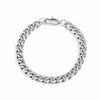 A silver-toned metal curb link bracelet with a spring ring clasp, shown on a plain white background.