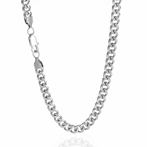 6mm silver Miami Cuban chain necklace in stainless steel