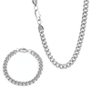 6mm silver Miami Cuban chain and bracelet set displayed together