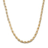 A gold-tone braided chain necklace with a textured, rope-like finish, displayed against a solid white background.