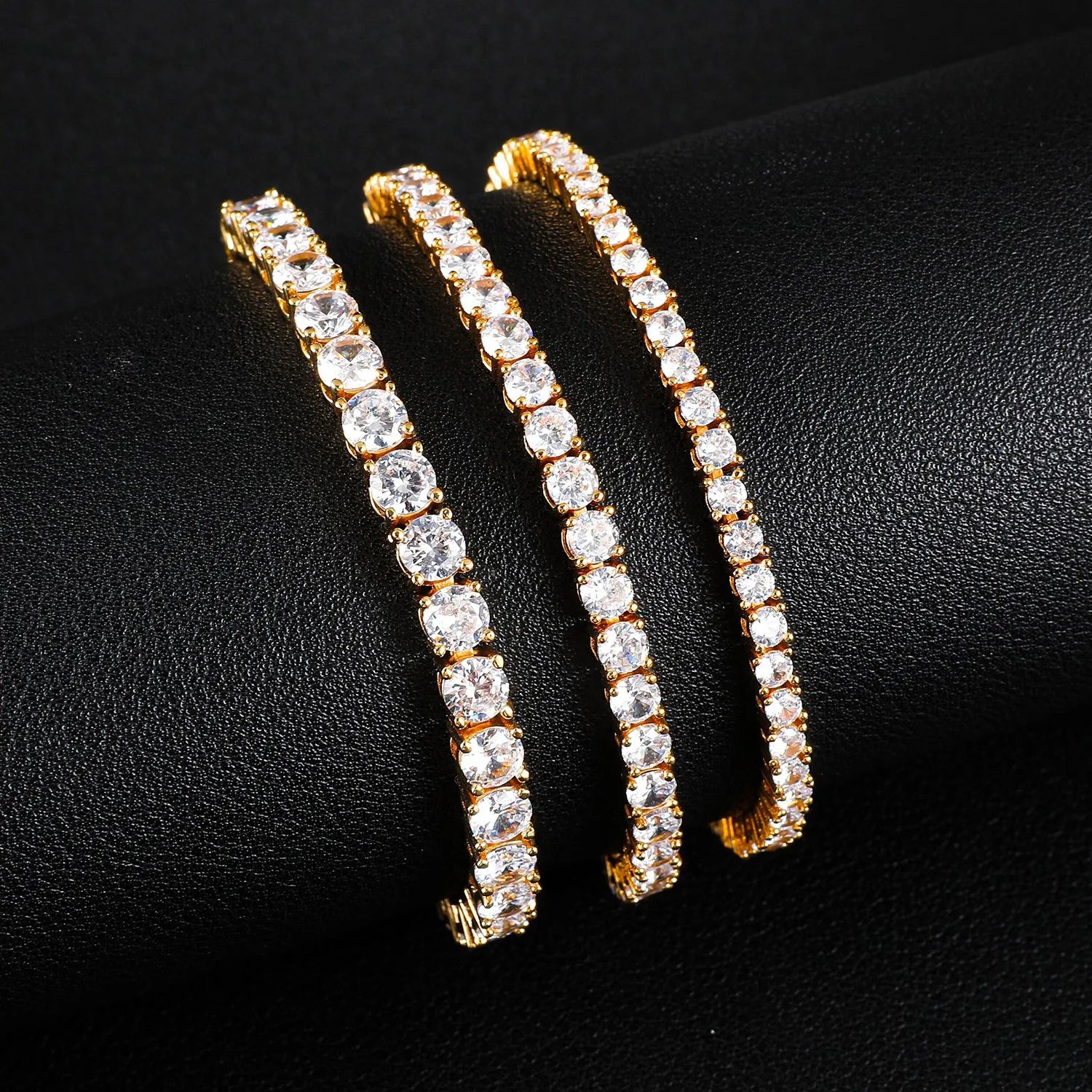 WOMENS 3MM TENNIS BRACELET - GOLD